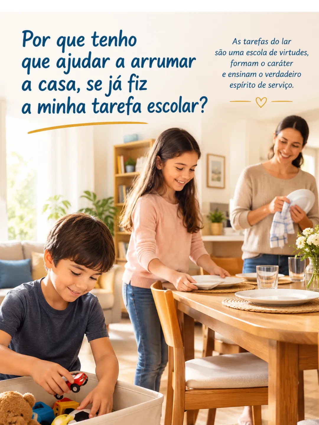 Por que tenho que ajudar a arrumar a casa, se já fiz a minha tarefa escolar?